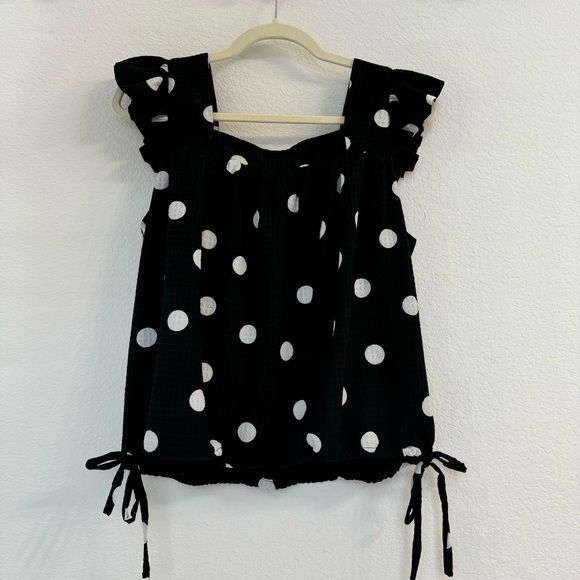 NWOT Small Scoop Women's Flutter Sleeve Top with Tie Hem - Picture 4 of 8